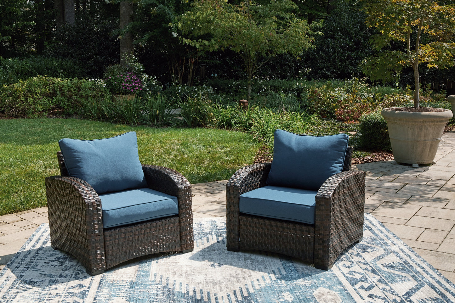 Windglow Outdoor Loveseat and 2 Chairs with Coffee Table