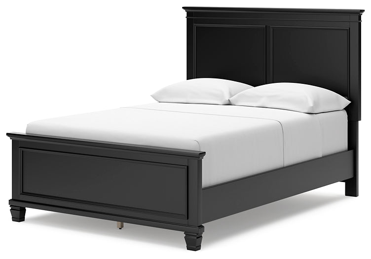 Lanolee Full Panel Bed with Mirrored Dresser and 2 Nightstands